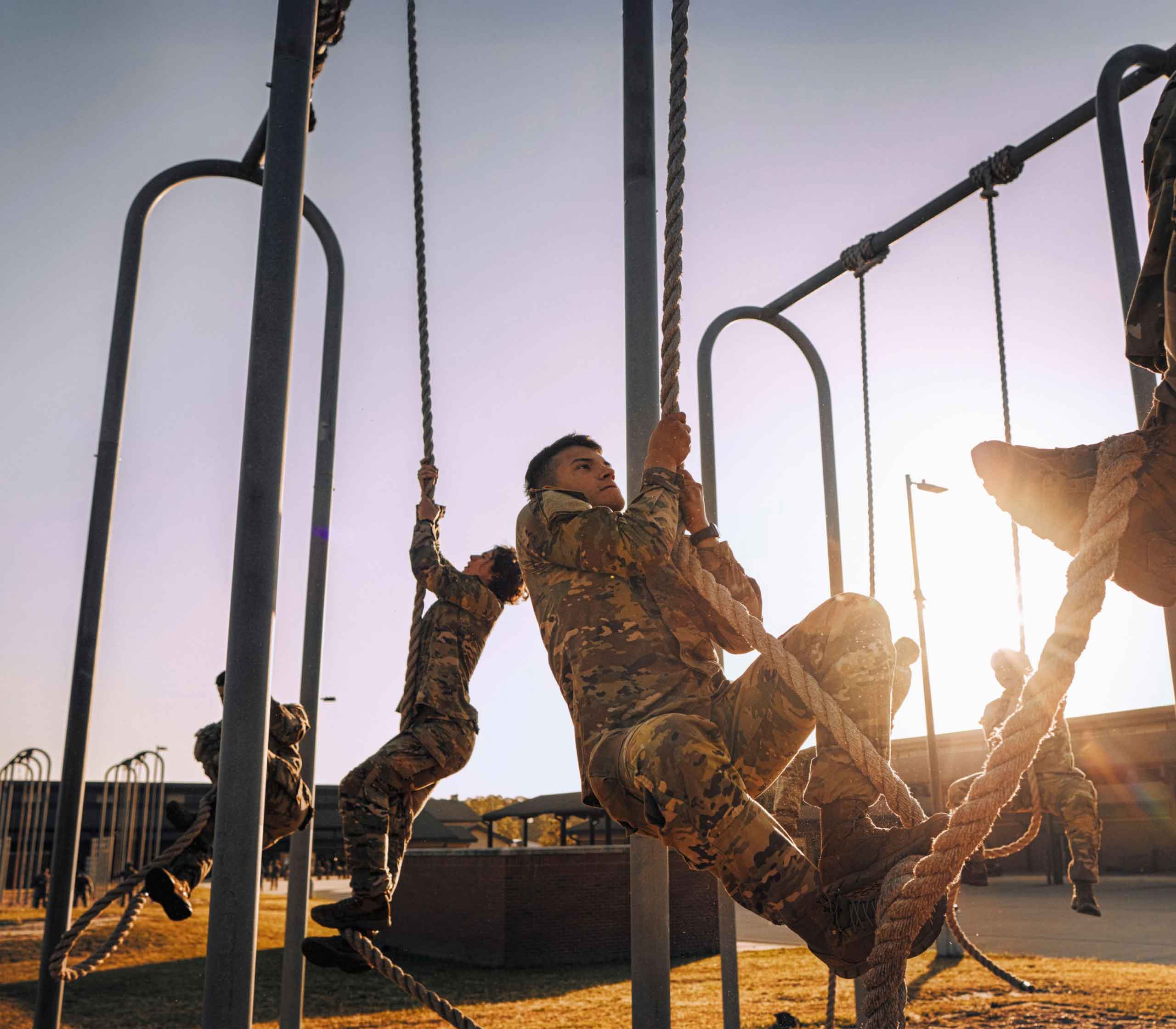 Soldier training with helicopter